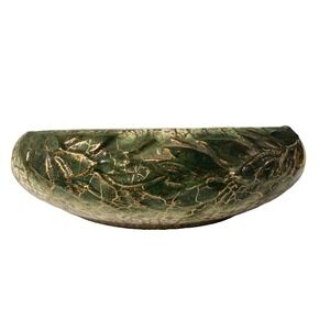 Vintage 1957 McCoy Grecian #444 Bowl 24K Gold Crackle Green Leaf Planter MCM